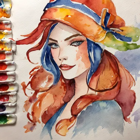 make a watercolor painting of miss fortune